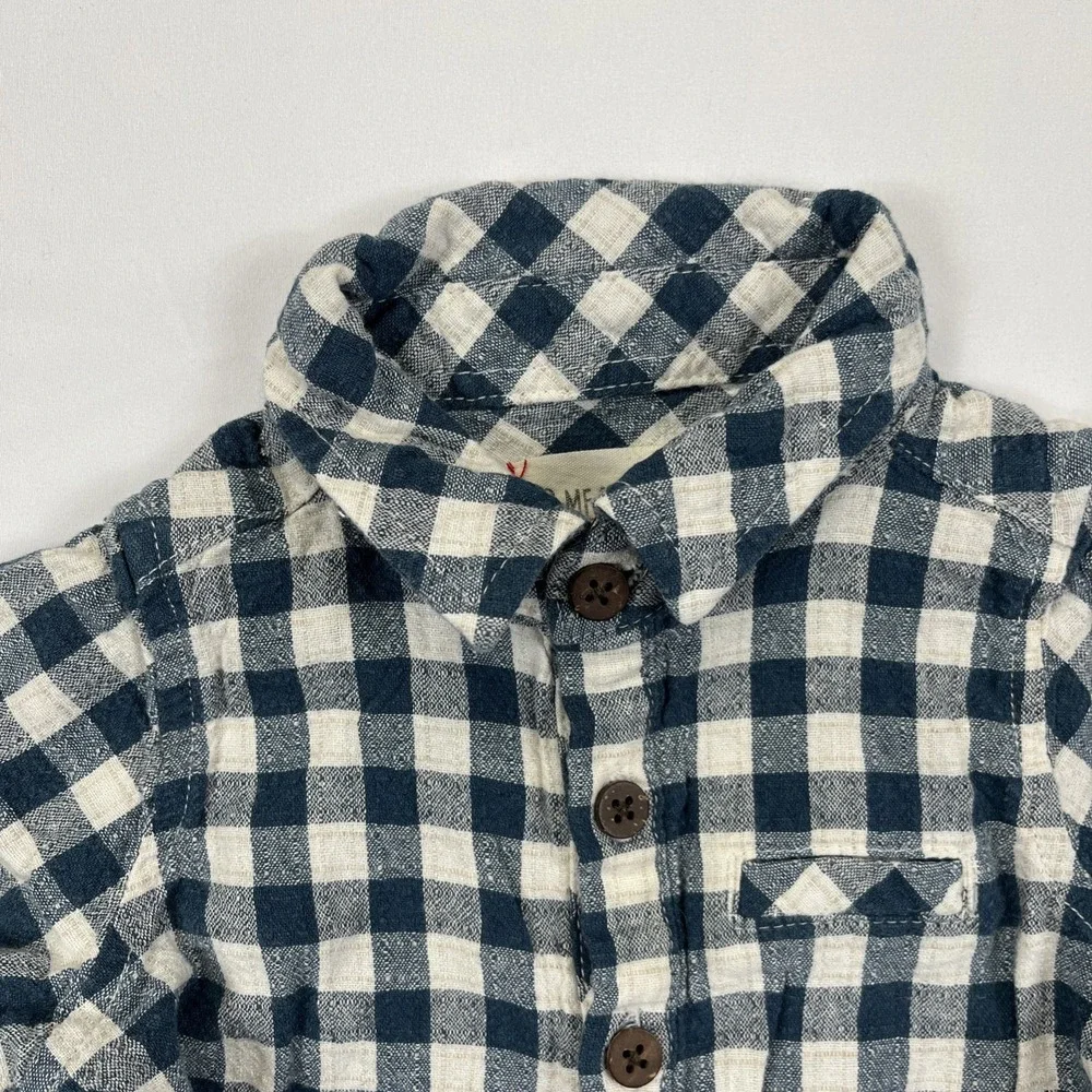 Me & Henry One Piece Baby Toddler‎ 9-12M Blue Plaid Preppy Long Sleeve Dressy